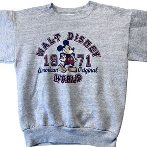 Walt Disney World 1971 Mickey Mouse Gray Sweatshirt Kids Sz. L American Original